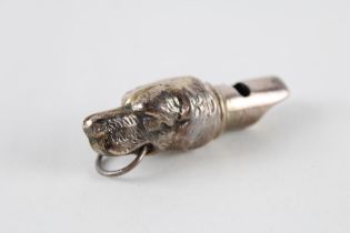 Vintage Stamped .925 Sterling Silver Novelty Dog Form Whistle (11g) //Length - 5.5cm In vintage