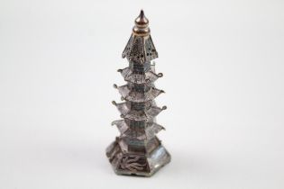 Antique / Vintage .900 Chinese Silver Novelty Pagoda Pepperette Signed DI (23g) //Height - 7.6cm XRF