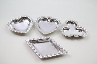 4 x Antique 1911 Birmingham Sterling Silver Playing Card Suit Ashtrays (75g) //Maker - Arthur & John