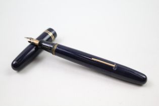 Vintage MABIE TODD Swan Self Filler Navy Fountain Pen w/ 14ct Gold Nib WRITING //Dip Tested &