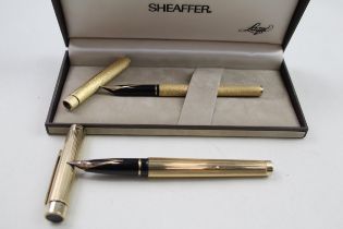 2 x Vintage SHEAFFER Gold Plated Fountain Pens w/ 14ct Gold Nibs Inc Targa Etc // Dip Tested &