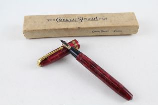 Vintage CONWAY STEWART 84 Red Fountain Pen w/ 14ct Gold Nib WRITING Boxed // Dip Tested & WRITING In