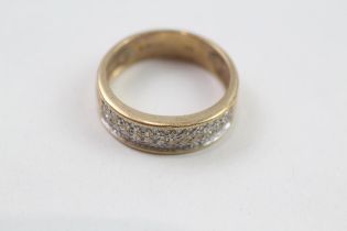 9ct gold diamond three row half eternity ring (3.8g) Size N 1/2