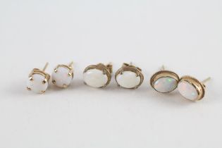 3x 9ct gold opal stud earrings (2.8g)