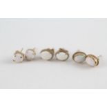 3x 9ct gold opal stud earrings (2.8g)