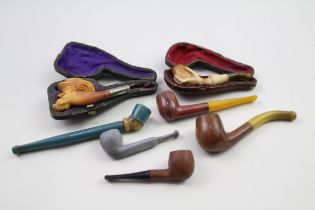 Miniature Tobacco Pipe Job Lot Inc. Cased Meerschaum - Clay & Wooden x 7 // Miniature Tobacco Pipe