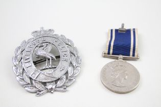 ER.II Police Long Service Medal & Liverpool Police Helmet Plate inc. Constable // ER.II Police