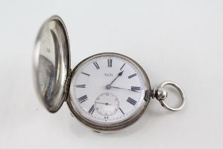 BAUME Sterling Silver Gents Vintage Full Hunter Pocket Watch Key-wind WORKING // BAUME Sterling