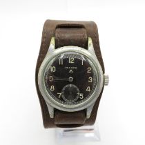 Record Dirty Dozen wristwatch - running and seems to keep time - after market leather strap //