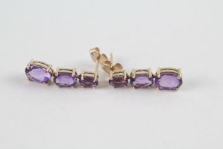 10ct gold amethyst drop earrings (1.6g)