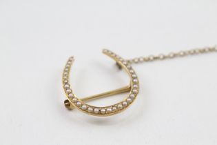 12ct gold seed pearl horseshoe brooch (2.5g)