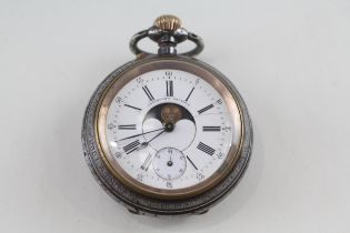 RARE WW1 Interest Double Sided Moonphase Calendar Pocket Watch WORKING // RARE Military WW1 Interest