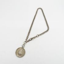 40cm silver watch chain and fob 43g