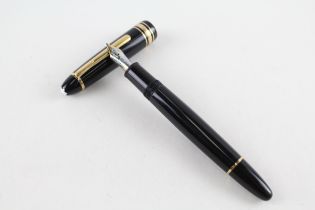 MONTBLANC Meisterstuck Black Fountain Pen w/ 14ct White Gold Nib WRITING // Dip Tested & WRITING