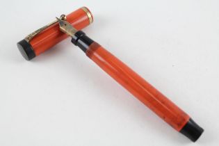 Vintage PARKER Duofold The Big Red Orange Fountain Pen w/ Gold Plate Nib WRITING // Dip Tested &