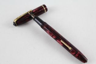 Vintage CONWAY STEWART 15 Burgundy Fountain Pen w/ 14ct Gold Nib WRITING // Dip Tested & WRITING