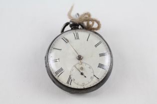 Sterling Silver Cased Gents Antique Fusee POCKET WATCH Key-wind WORKING // Sterling Silver Cased