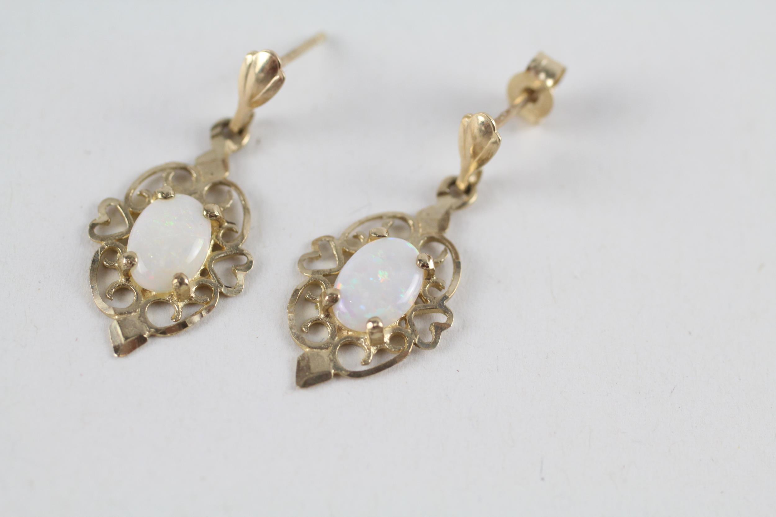 9ct gold opal drop earrings (1.2g) - Image 3 of 4