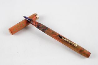 Vintage WATERMAN Light Wood Effect Fountain Pen w/ 14ct Nib, 9ct Banding WRITING // Dip Tested &
