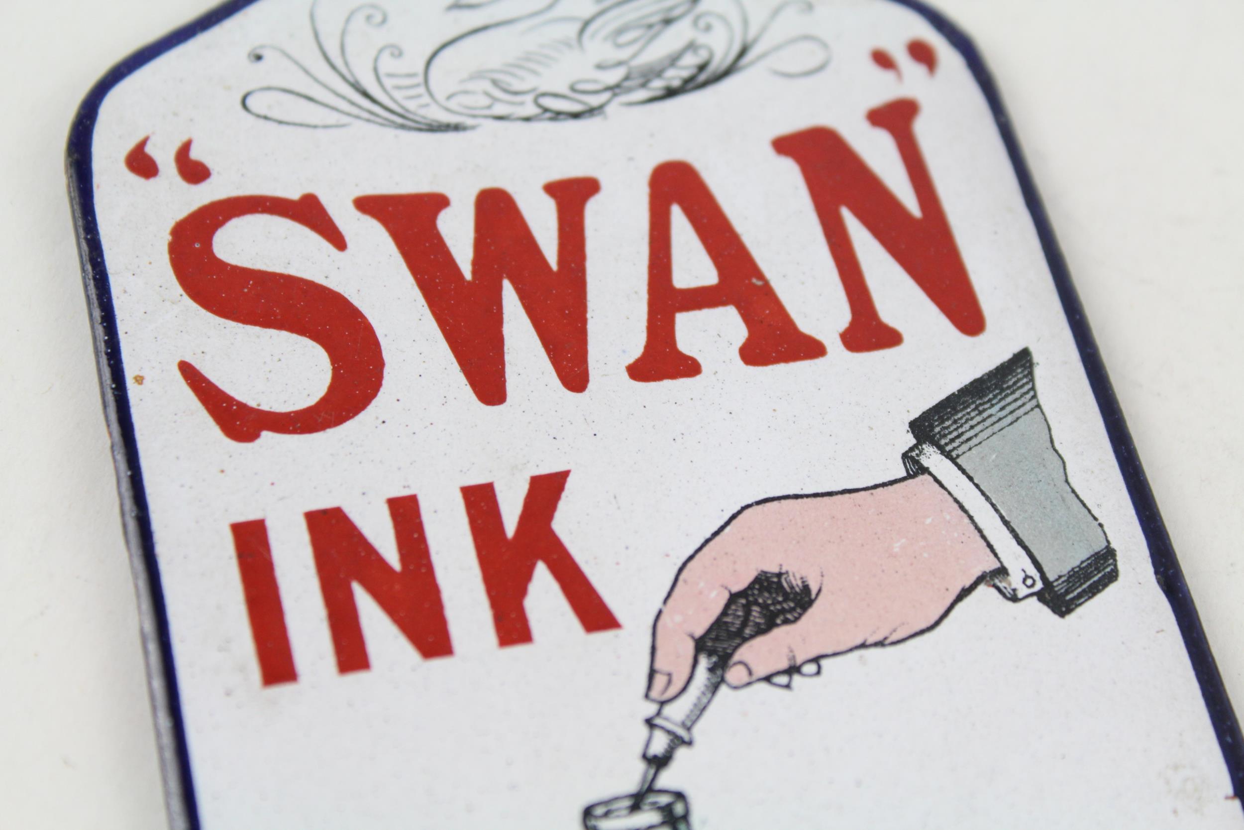 Vintage SWAN INK Advertising Repro Enamel Sign / Wall Plaque // Dimensions - 8cm(w) x 18cm(h) In - Image 3 of 6