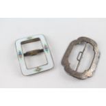 2 x Antique / Vintage Hallmarked .925 STERLING SILVER Ladies Belt Buckles (63g) // Inc Victorian,