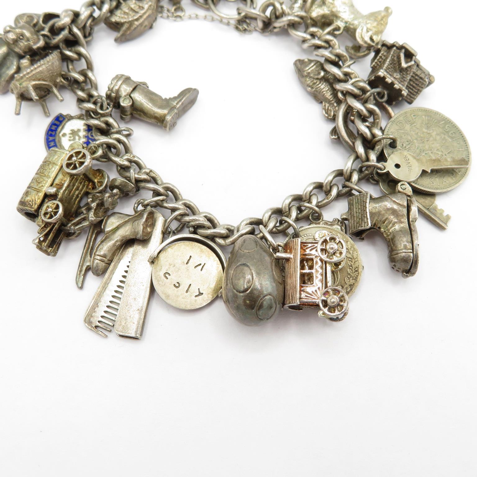hallmarked silver charm bracelet 87.4g - Bild 3 aus 5