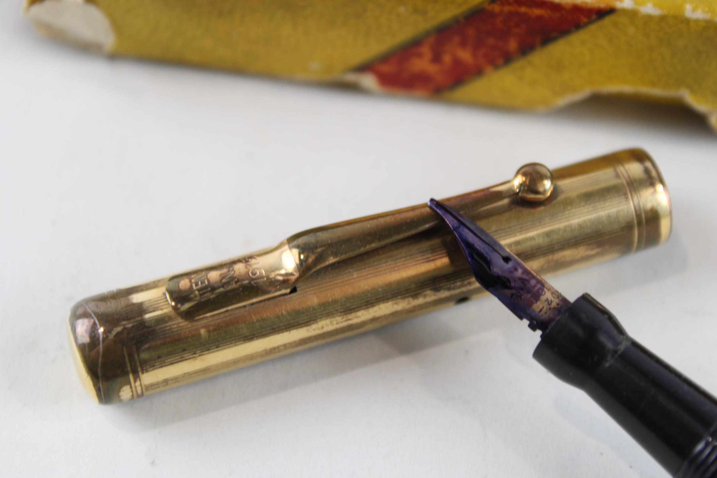 Vintage MABIE TODD Swan Pen Gold Plated Fountain Pen w/ 14ct Gold Nib WRITING // w/ Box Dip Tested & - Image 2 of 7