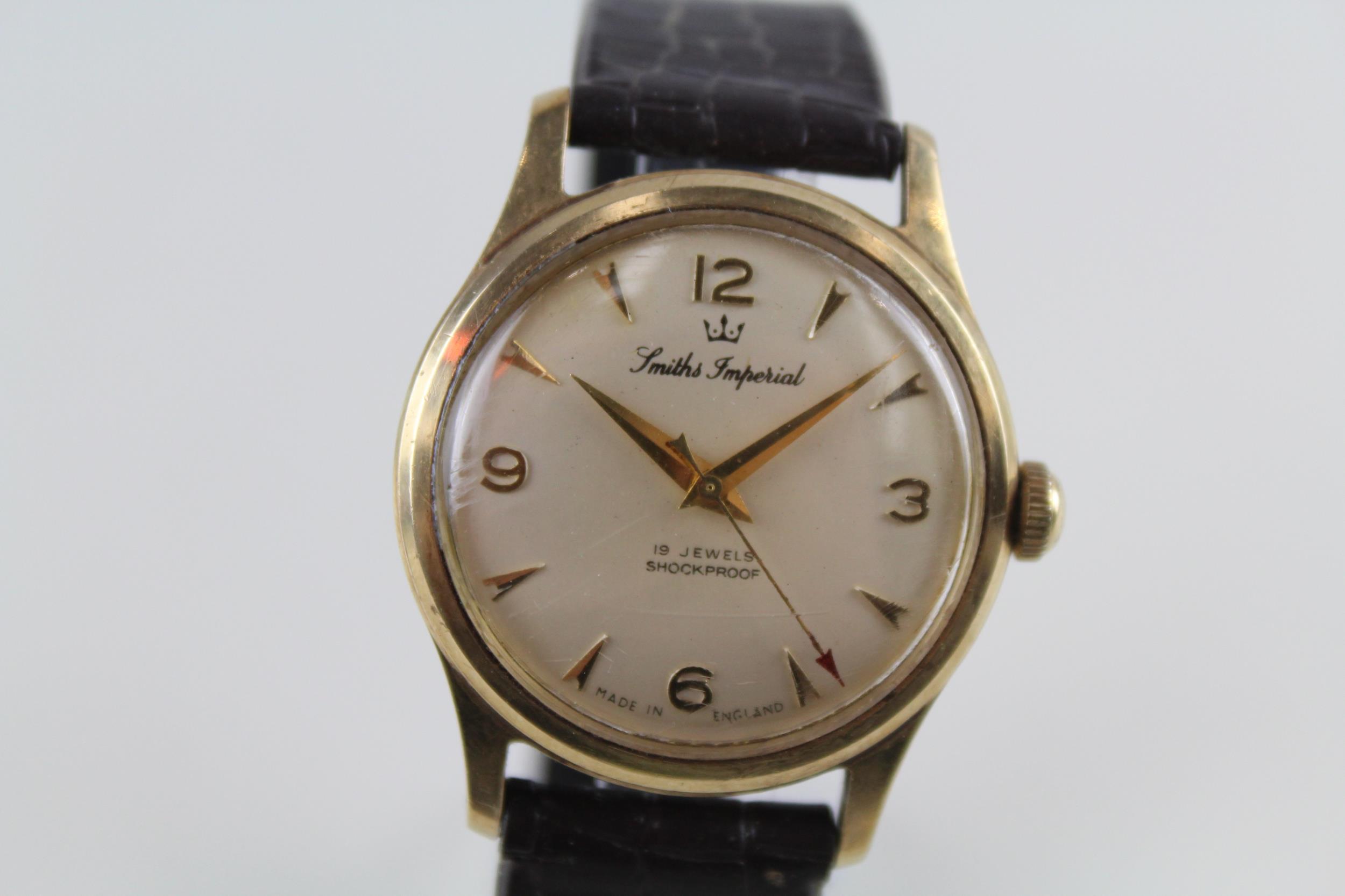 SMITHS IMPERIAL 9ct Gold Cased Gents Vintage WRISTWATCH Hand-wind WORKING // SMITHS IMPERIAL 9ct - Image 2 of 6
