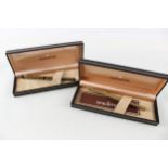 2 x Vintage SHEAFFER Fashion II Fountain Pens w/ 14ct Gold Nibs WRITING Boxed // Inc Gold Plate