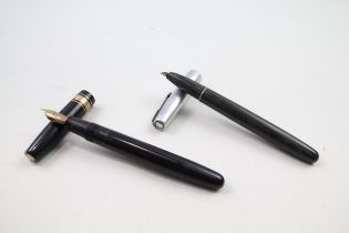 2 x Vintage WATERMAN Fountain Pens w/ 14ct Gold Nibs WRITING Inc 50, Black Etc // Dip Tested &