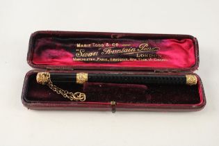 Vintage MABIE TODD The Swan Pen Black Fountain Pen w/ 14ct Gold Nib WRITING // w/ Gold Plate