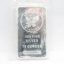 A sunshine min 10oz 999 pure silver bar