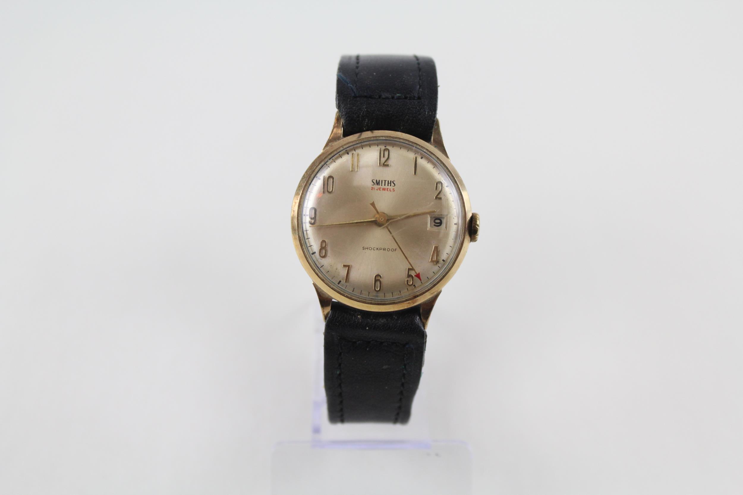 SMITHS 9ct Gold Cased Gents Vintage WRISTWATCH 21 Jewel Hand-wind WORKING // SMITHS 9ct Gold Cased