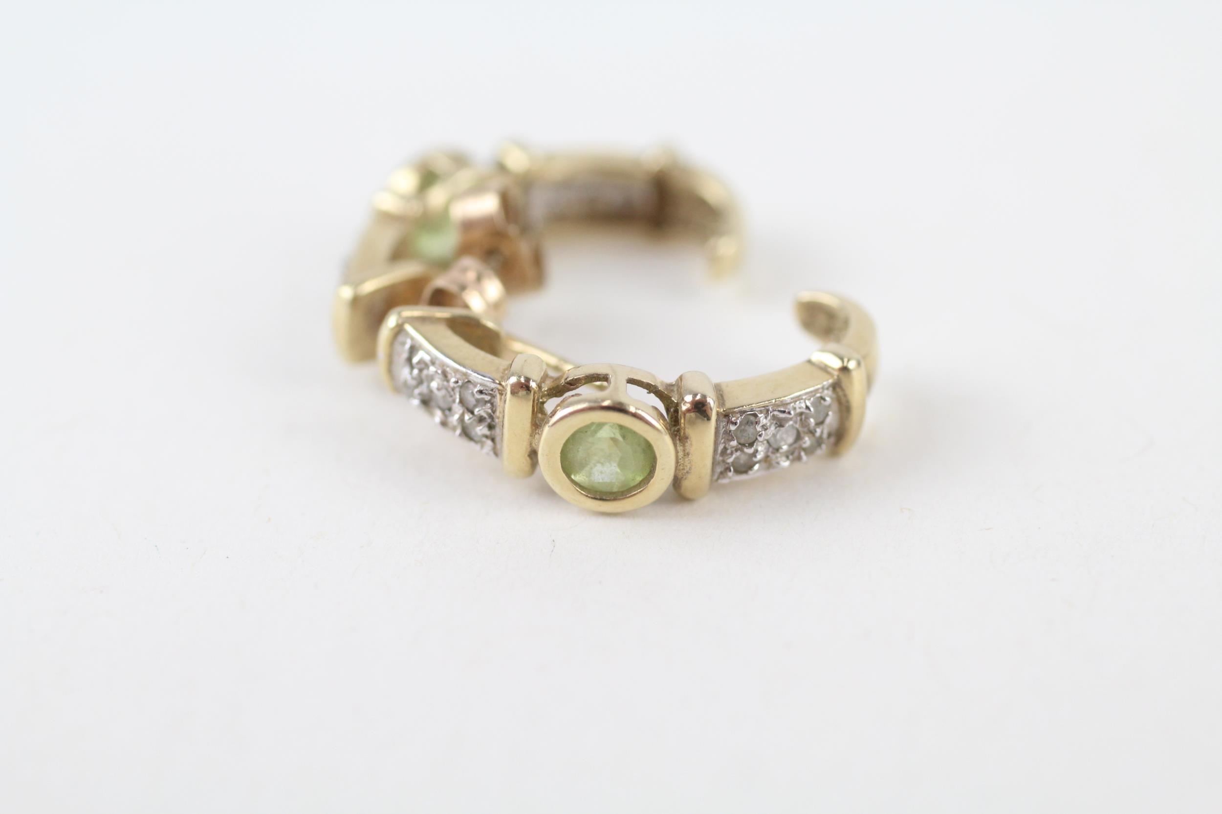 9ct gold peridot & diamond earrings (2.5g) - Image 3 of 4