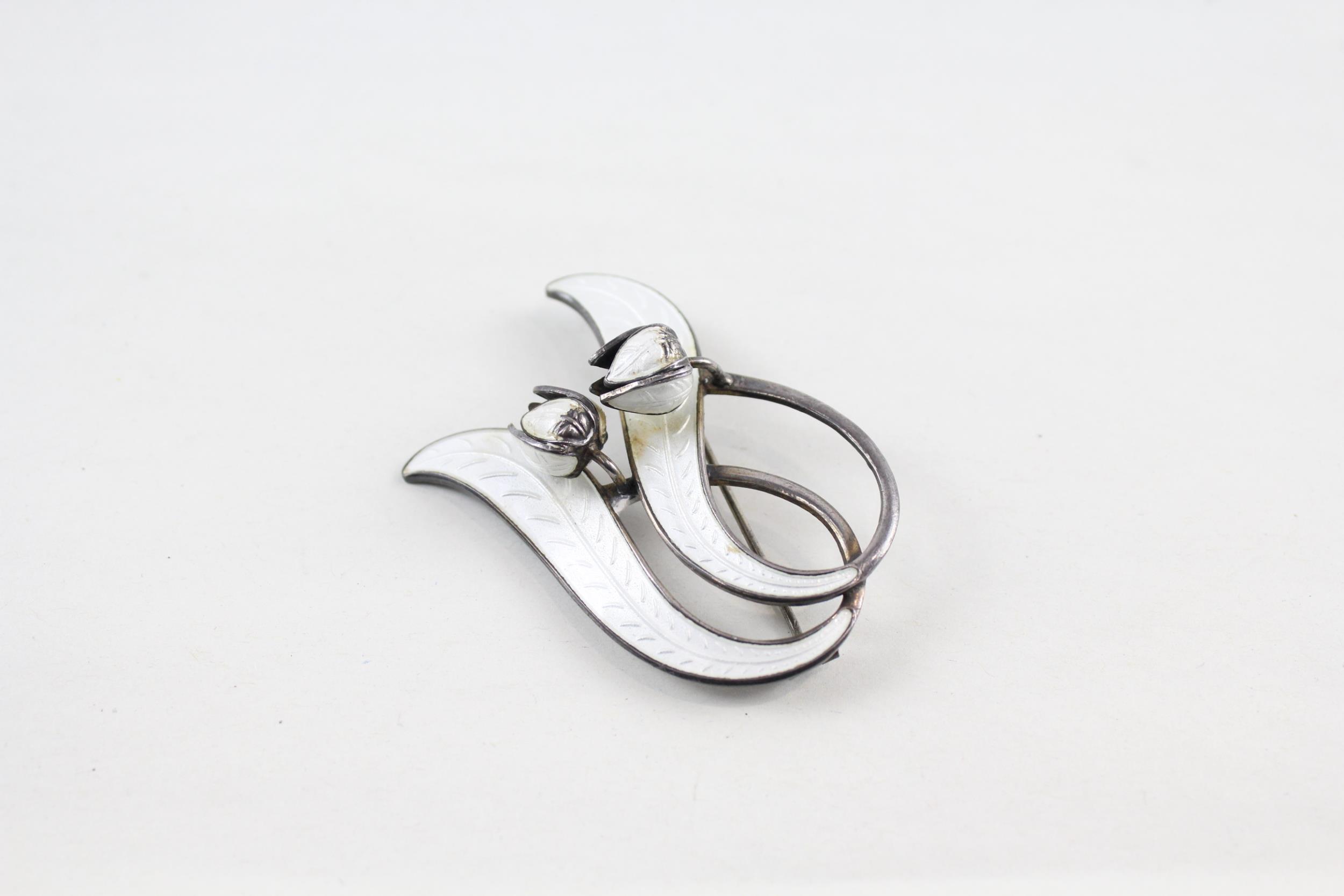 Silver enamel brooch by Askel Holmsen (12g) - Image 2 of 6