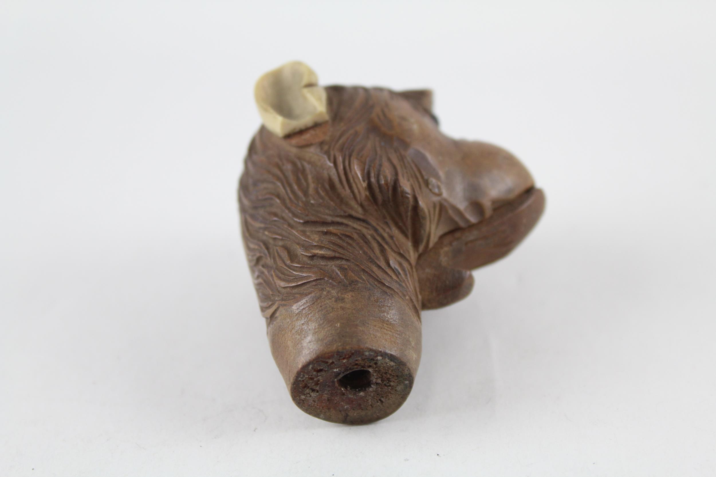 Antique / Vintage Carved Wooden Monkey Novelty Cane Topper w/ Articulated Mouth // w/ Articulated - Image 4 of 5