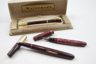 2 x Vintage WATERMAN Fountain Pens w/ 14ct Gold Nibs WRITING Inc 866, Ladies Etc // Dip Tested &