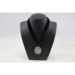 Silver Victorian Vinaigrette on velvet choker (21g)