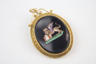 Antique micro mosaic pendant/brooch featuring a Gryphon (22g)