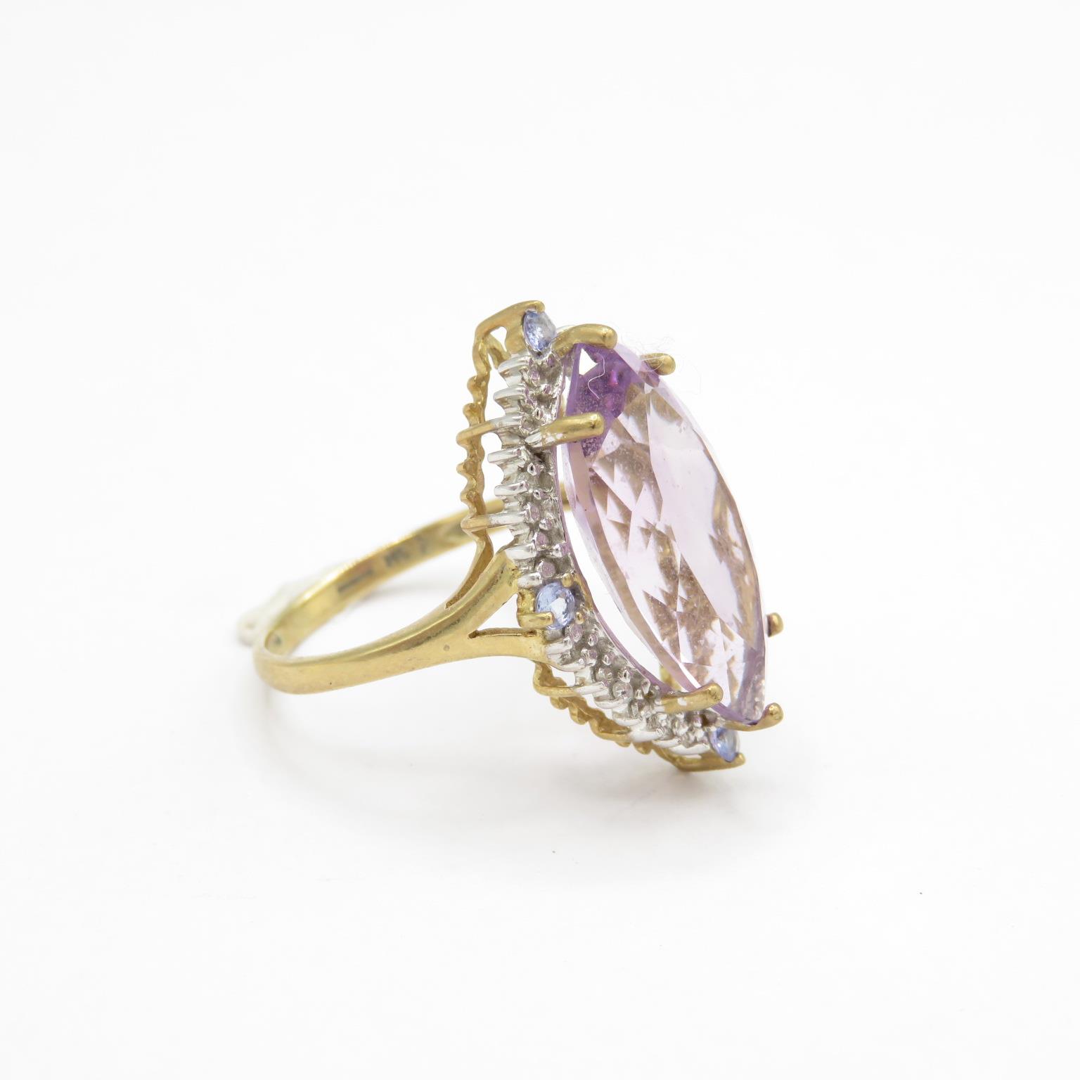 9ct gold amethyst, tanzanite & diamond dress ring (4.1g) - Image 3 of 4