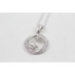 9ct white gold diamond round pendant necklace (2.6g)