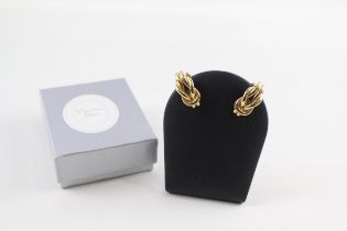 Pair of gold tone clip on earrings by designer Christian Dior w/ box (9g)