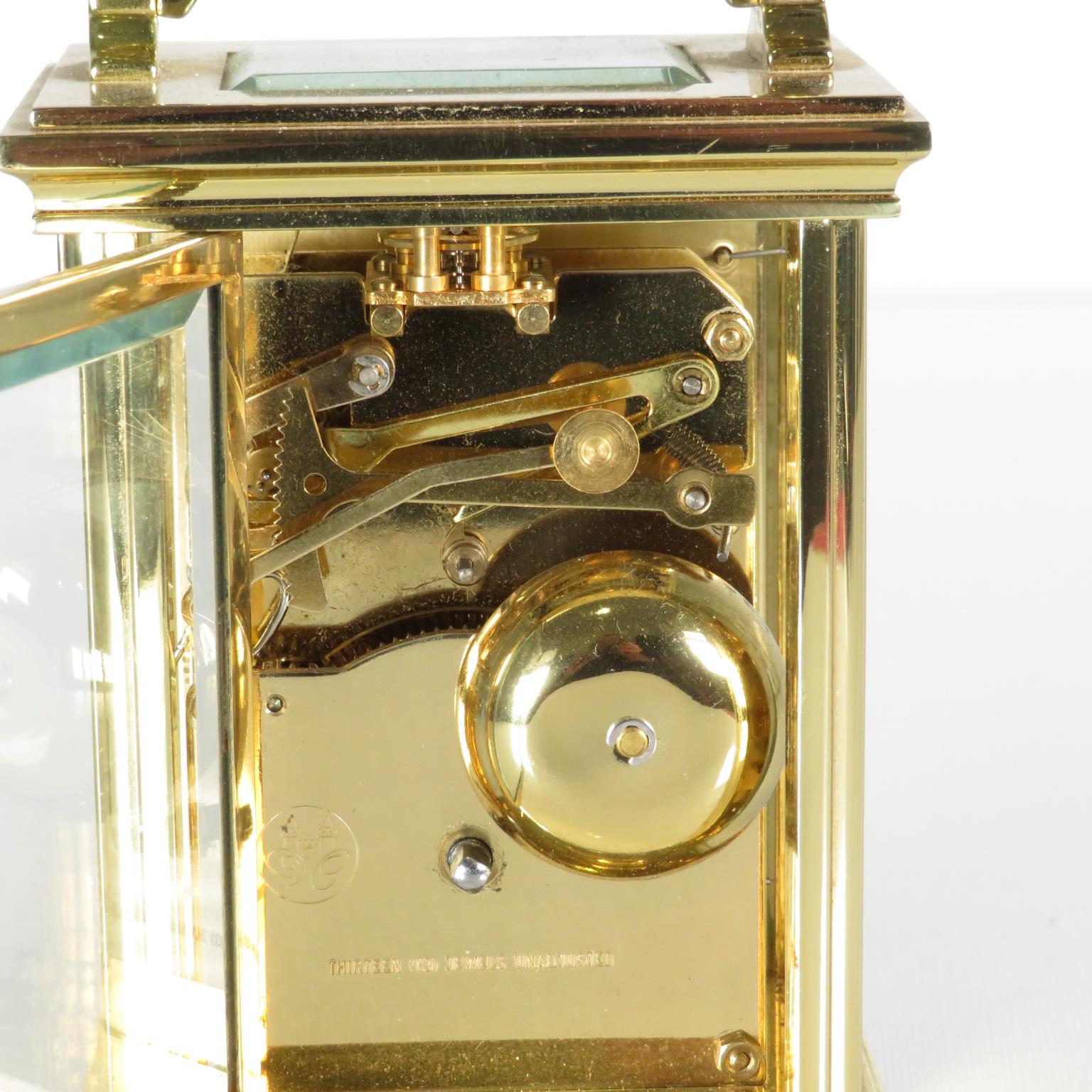 A Woodford midsized chiming carriage clock with 13 unadjusted jewel. 120mm x 80mm. Fully running // - Image 4 of 6