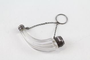 Victorian .850 Silver Topped & Cut Glass Novelty Hunting Horn Scent Bottle 32g // XRF TESTED FOR