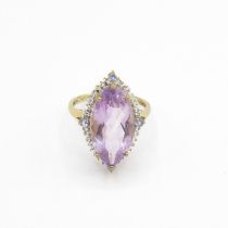 9ct gold amethyst, tanzanite & diamond dress ring (4.1g)