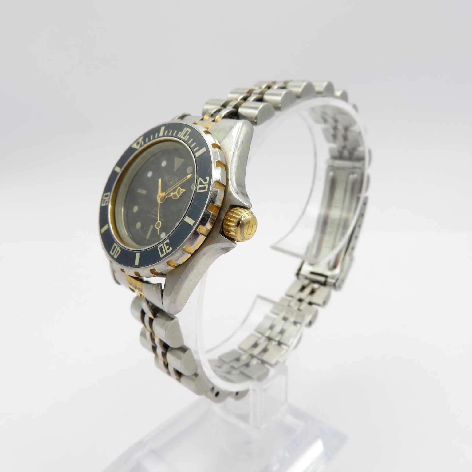 Heuer 1000 ref 980.018N ladies vintage two tone professional quartz divers w/watch working new - Image 3 of 8