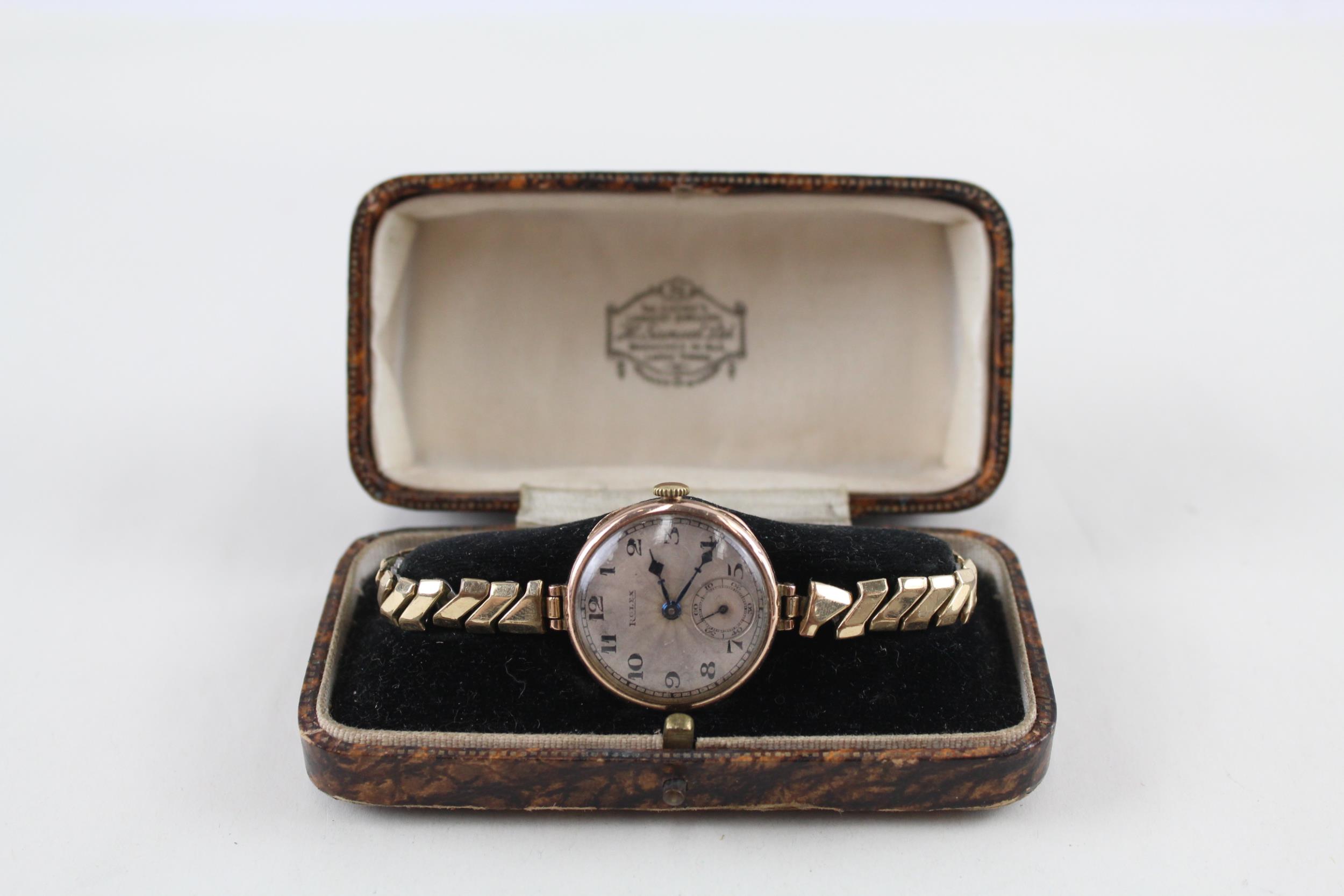 ROLEX 9ct Gold Cased Ladies Antique WRISTWATCH Hand-wind WORKING Boxed // ROLEX 9ct Gold Cased