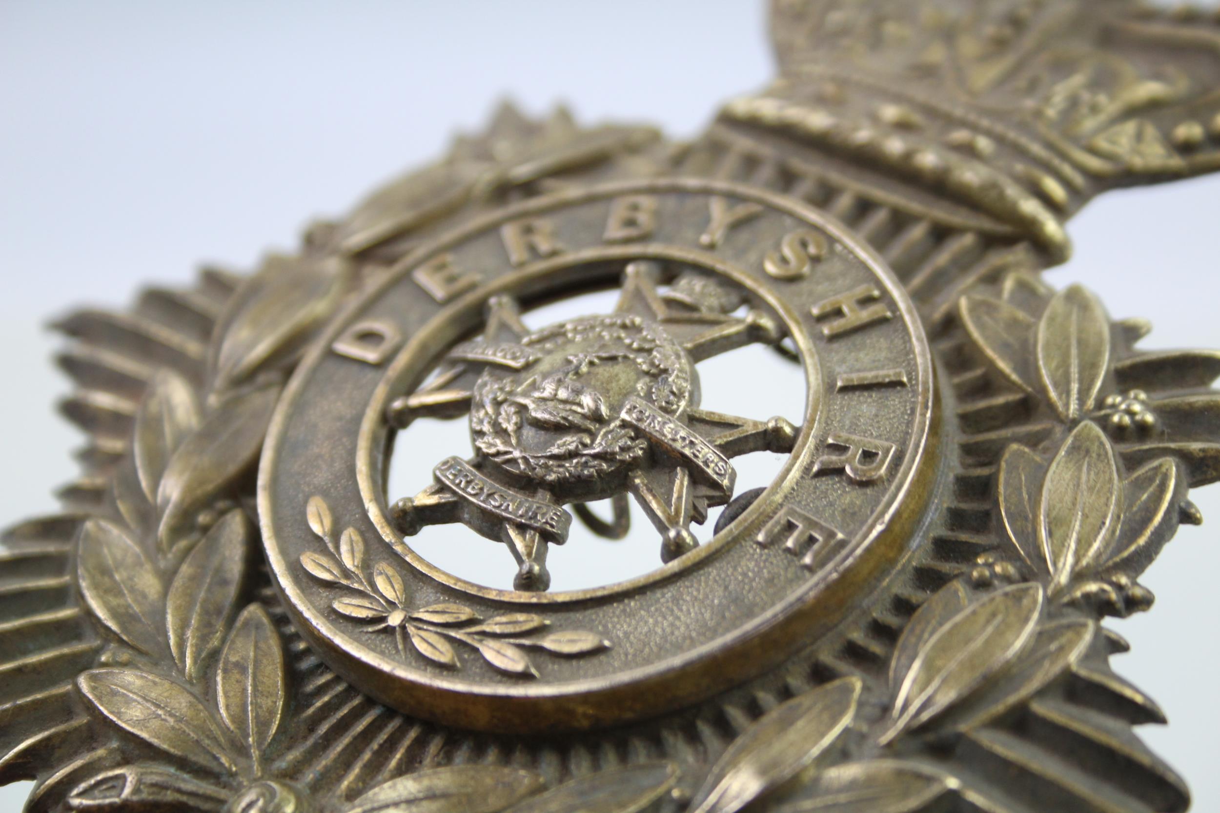 Victorian Military Helmet Plate with Derbyshire Centre Badge // Victorian Military Helmet Plate with - Image 4 of 8