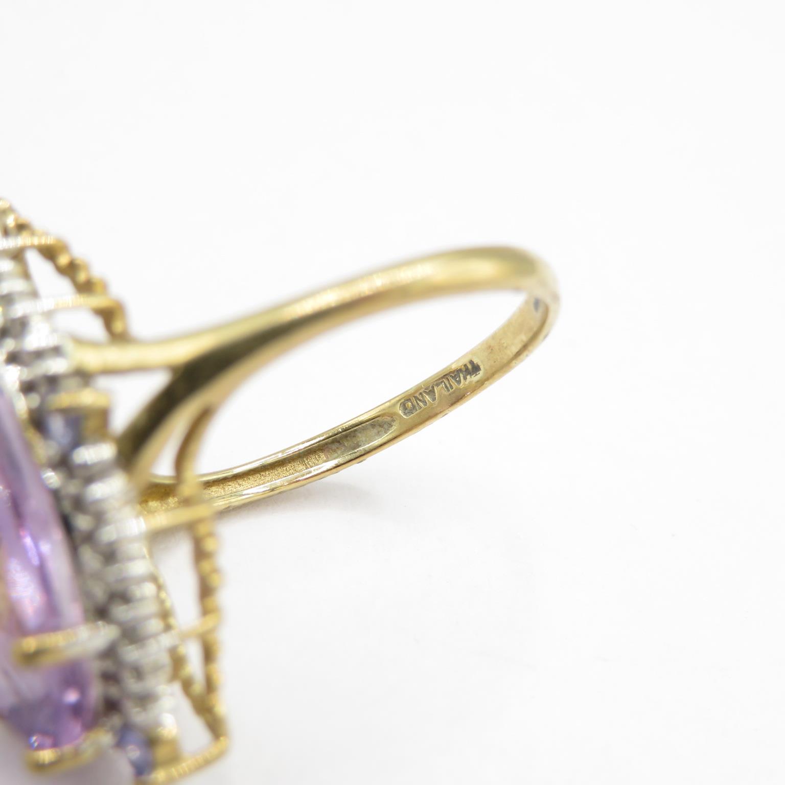 9ct gold amethyst, tanzanite & diamond dress ring (4.1g) - Image 4 of 4