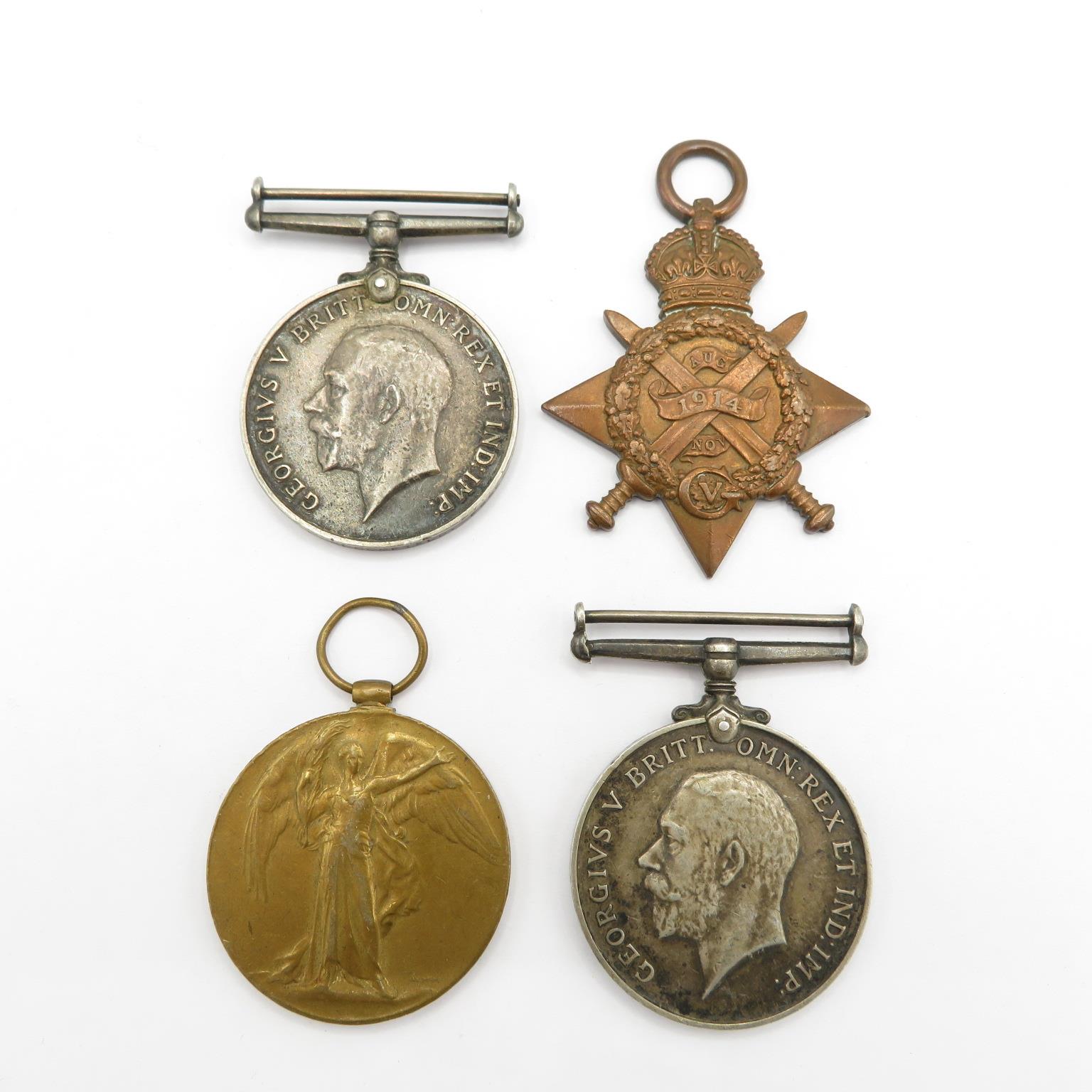 A trio of 1st World War medals with a 2nd silver medal to the same soldier (4 medals in total)